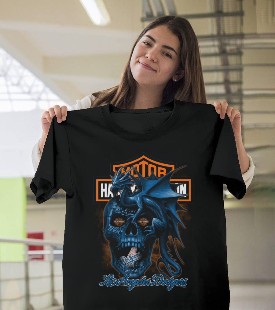 Harley Davidson Los Angeles Dodgers Skull Dragon T-Shirt