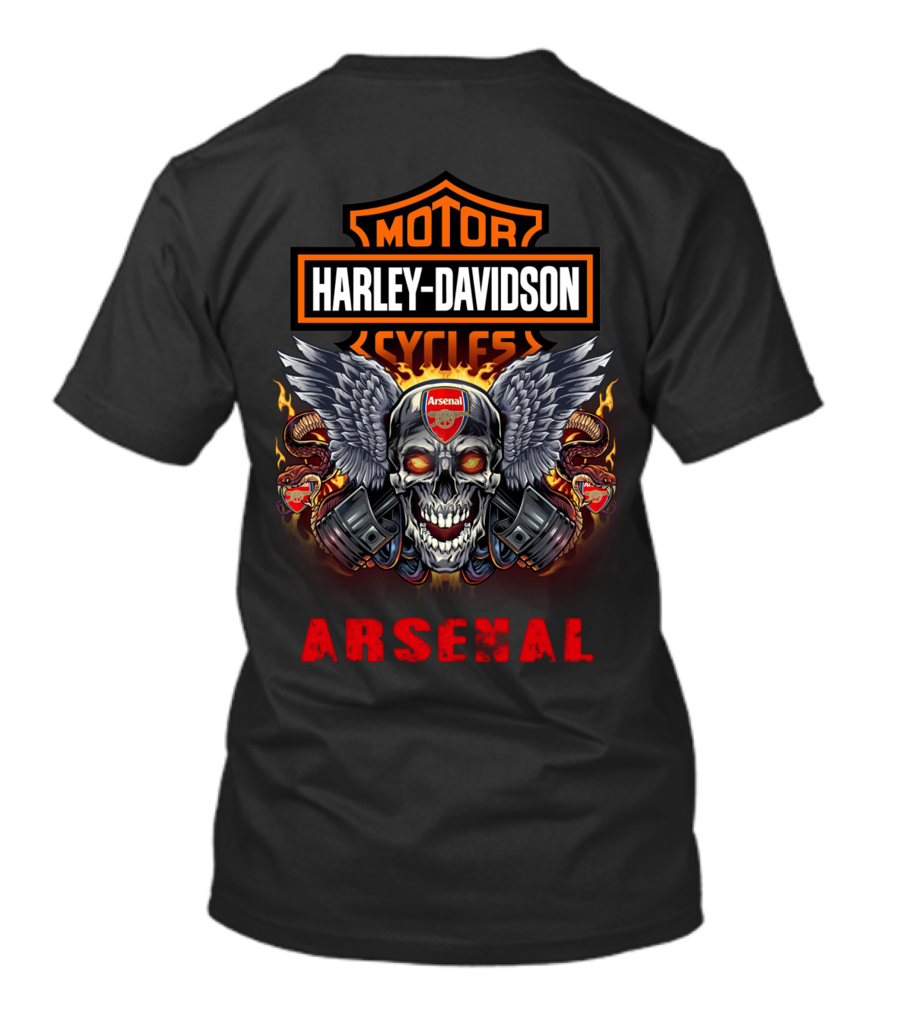 Harley Davidson Motor Cycles Arsenal Skull Wings T-Shirt