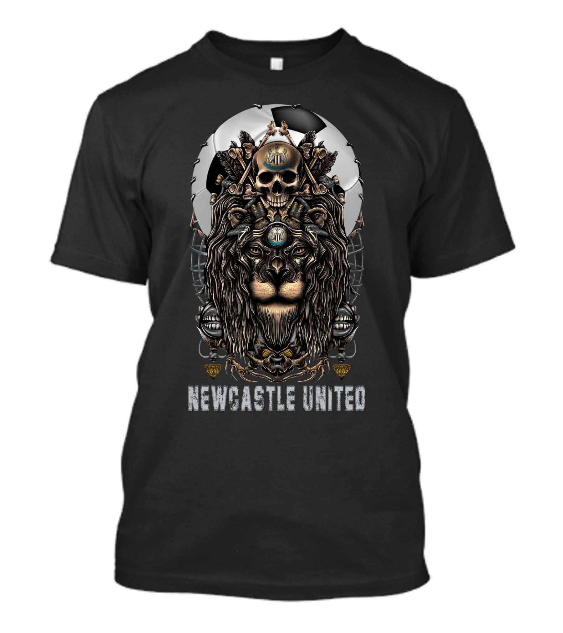 Newcastle United 114 Nha Nu Lion Skull Football T-Shirt