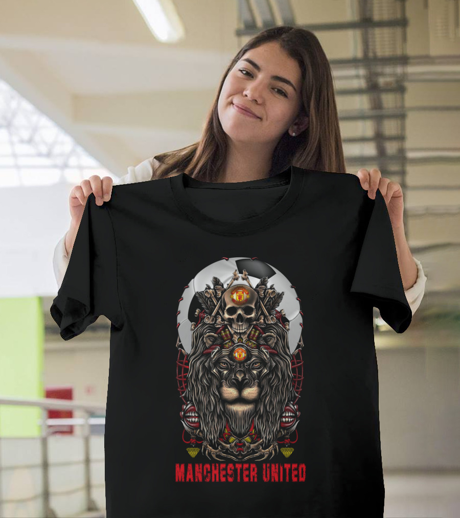 Manchester United Lion Skull Football Crest T-Shirt