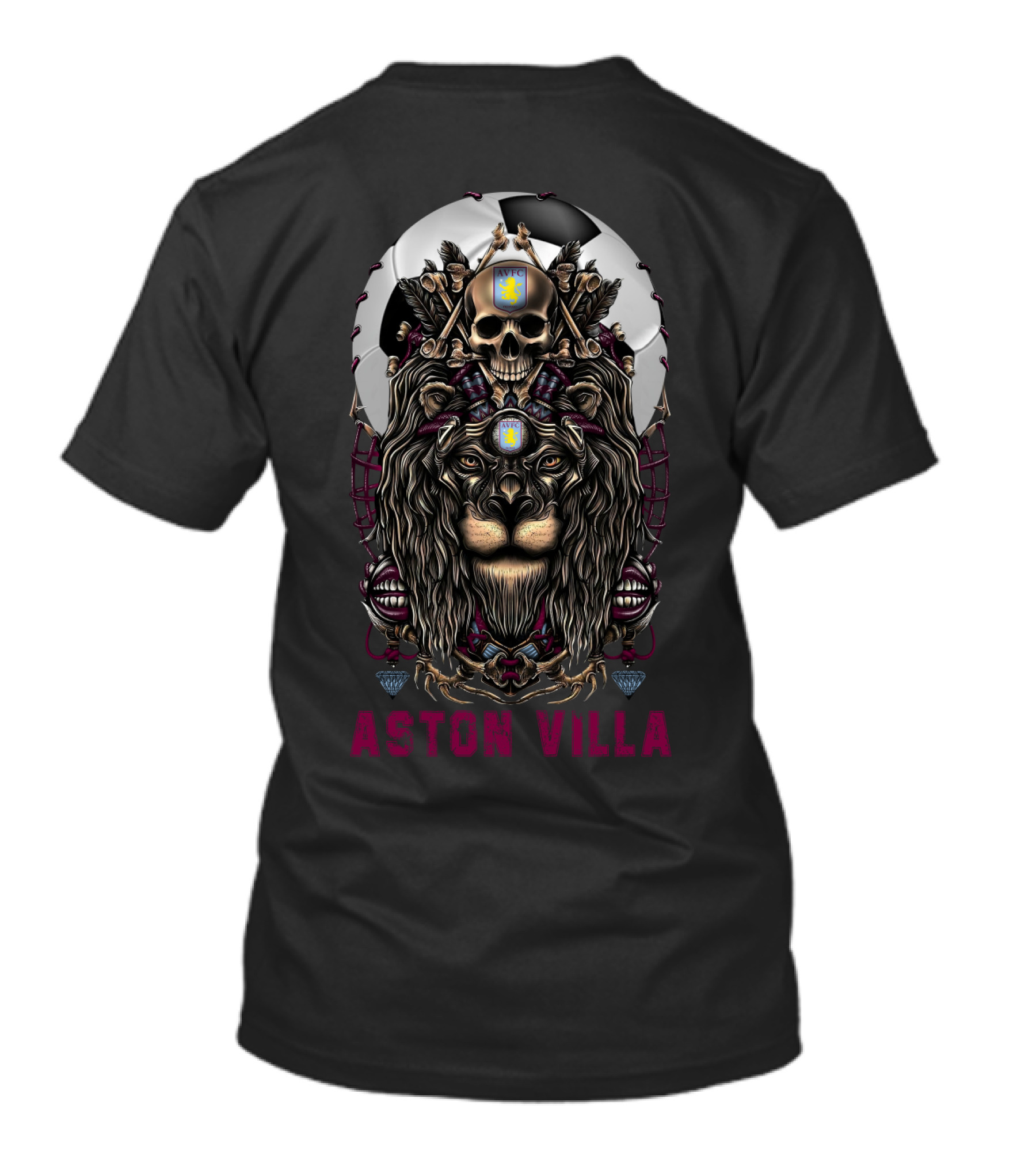 Aston Villa 114 Nha Av Lion And Skull Crest T-Shirt