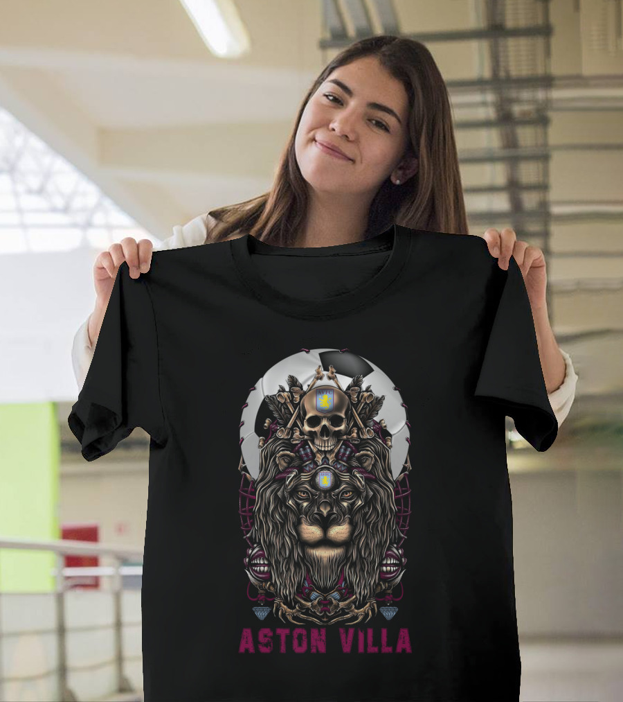 Aston Villa 114 Nha Av Lion And Skull Crest T-Shirt