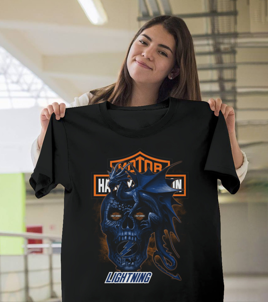 Motor Harley Davidson Lightning Skull Dragon Tampa Bay 111 T-Shirt