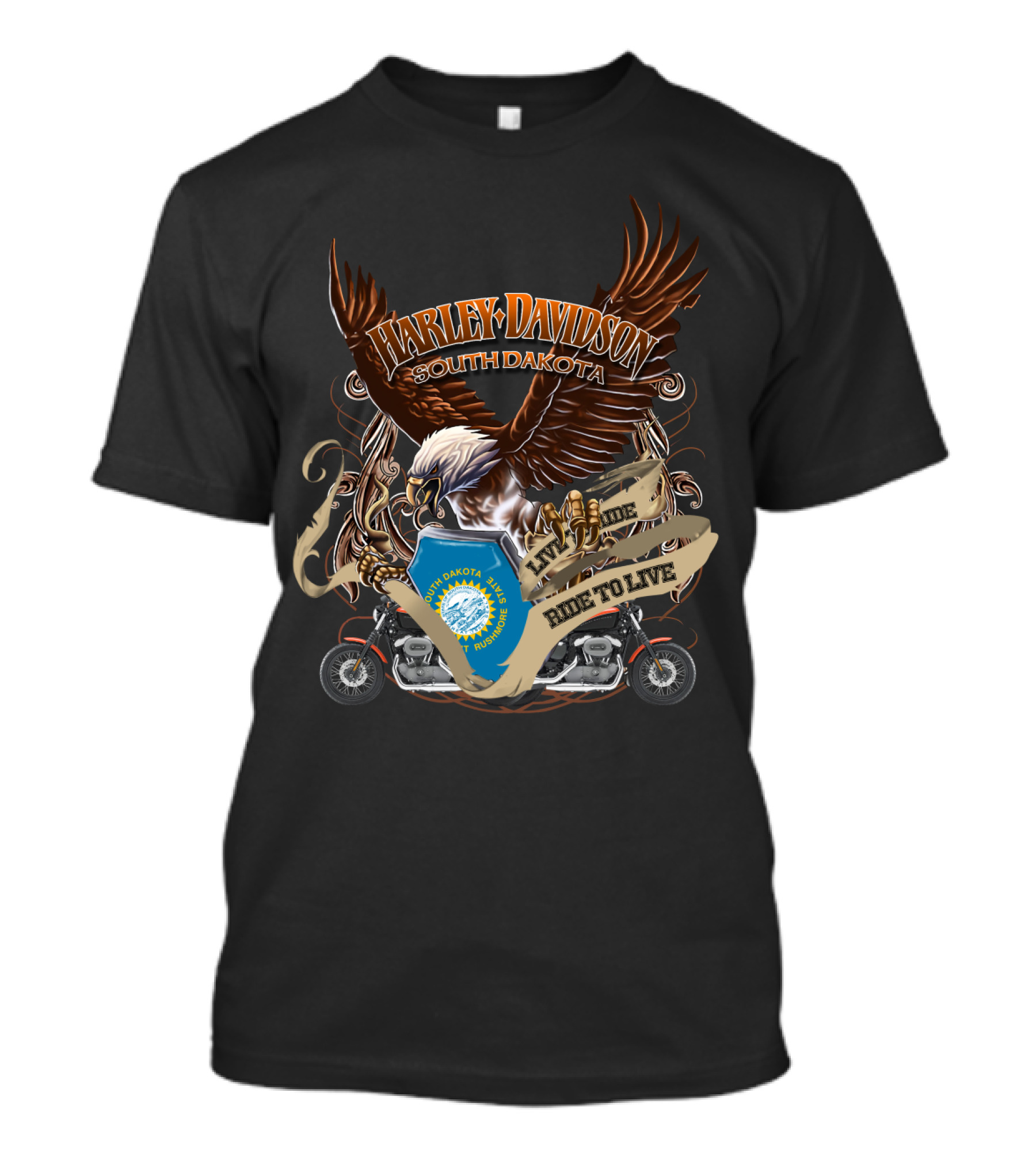 Harley Davidson South Dakota Live To Ride Ride To Live Eagle T-Shirt