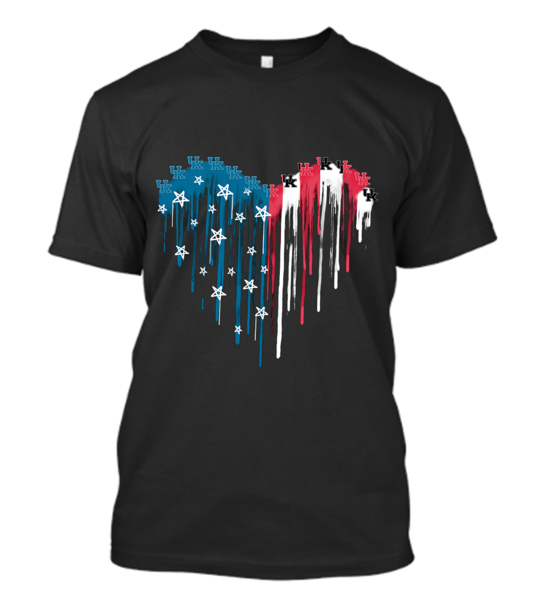 Kentucky Wildcats Uk Heart Drip Stars Blue Red White T-Shirt