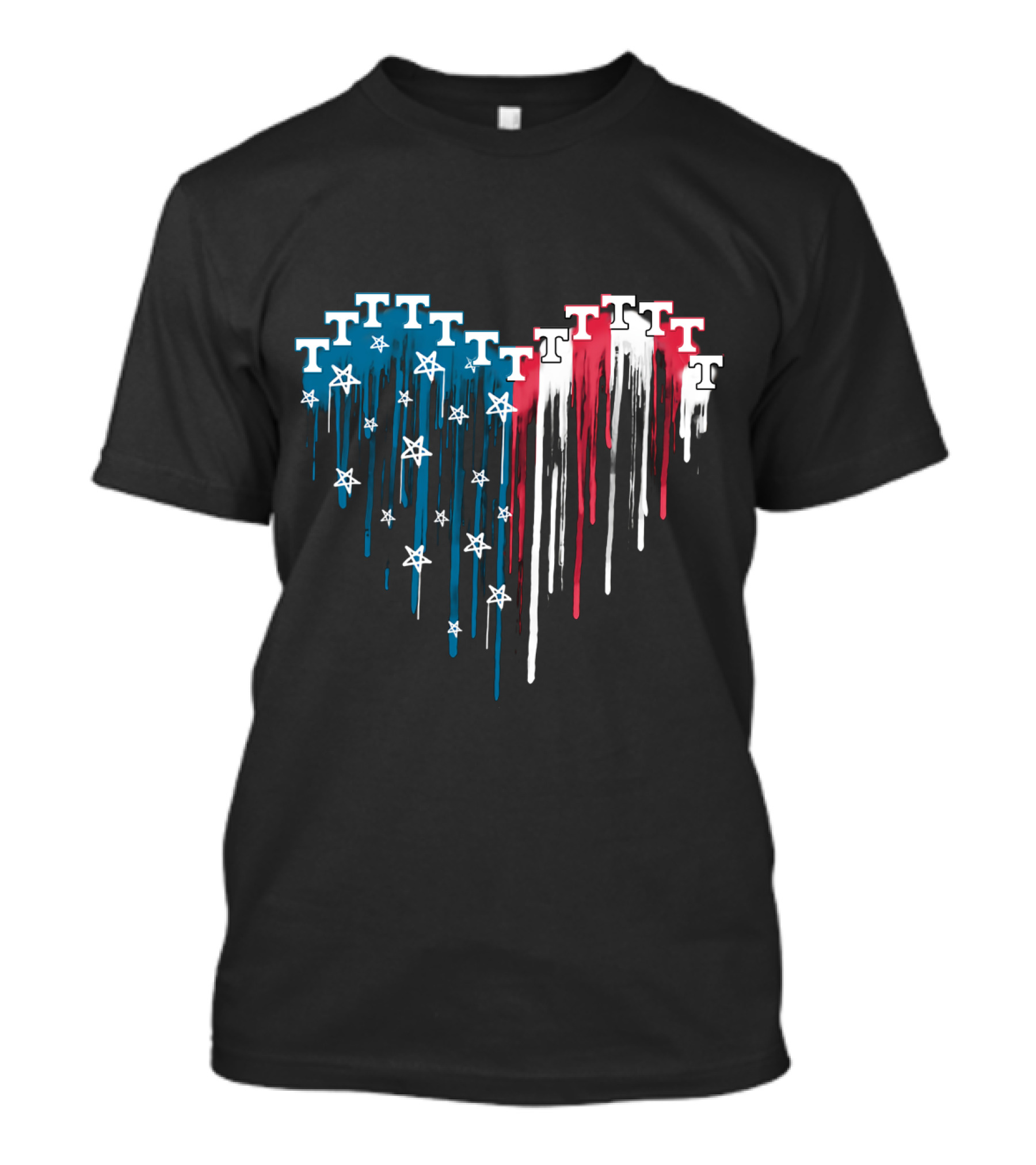 Tennessee Volunteers Heart Patriotic Colors T-Shirt