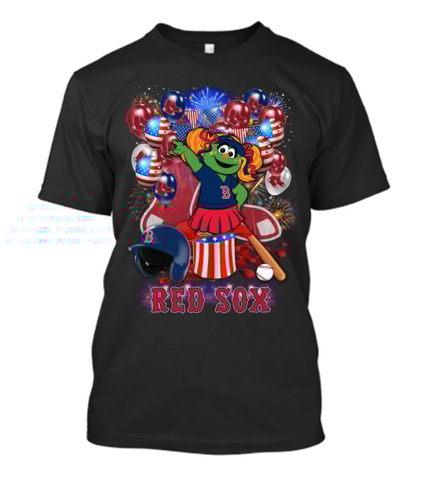 Boston Red Sox Patriotic Mascot Celebration Baseball Balloons Fireworks T-Shirt
