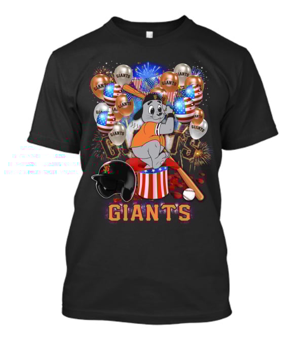 Mlb San Francisco Giants Fireworks Balloons Baseball Bat Helmet T-Shirt