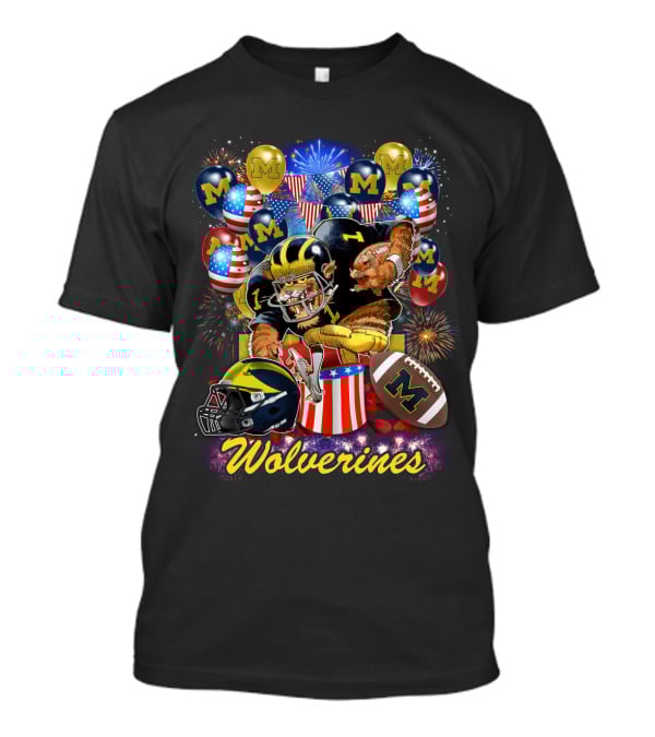 Ncaa Michigan Wolverines Fireworks And Balloons Celebration T-Shirt