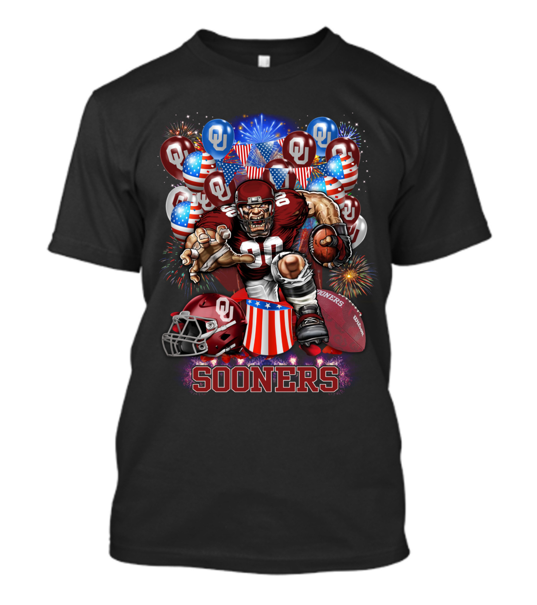 Ncaa Oklahoma Sooners Football Celebration With Fireworks And Balloons T-Shirt