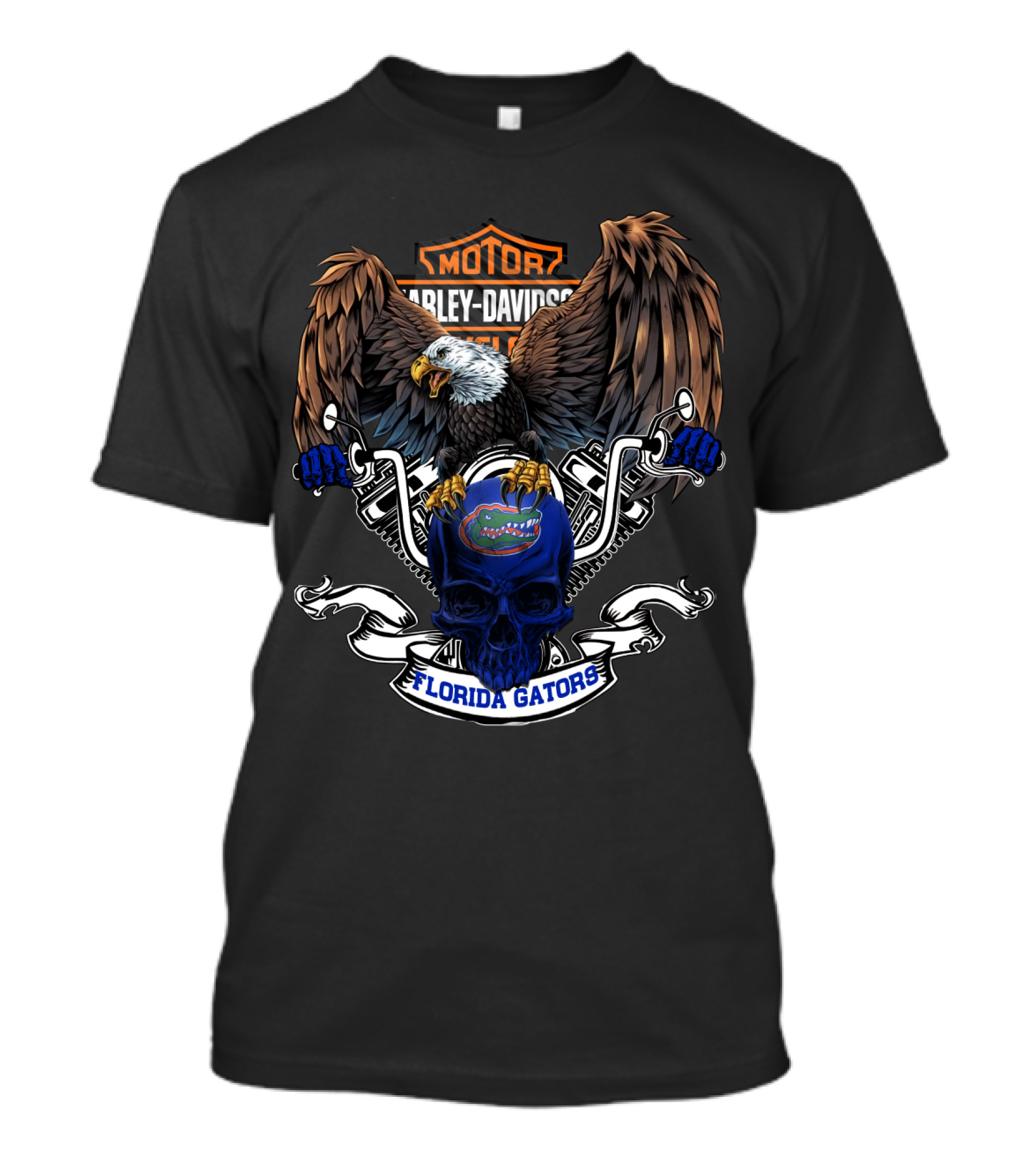 Ncaa Florida Gators Harley Davidson Eagle Skull T-Shirt