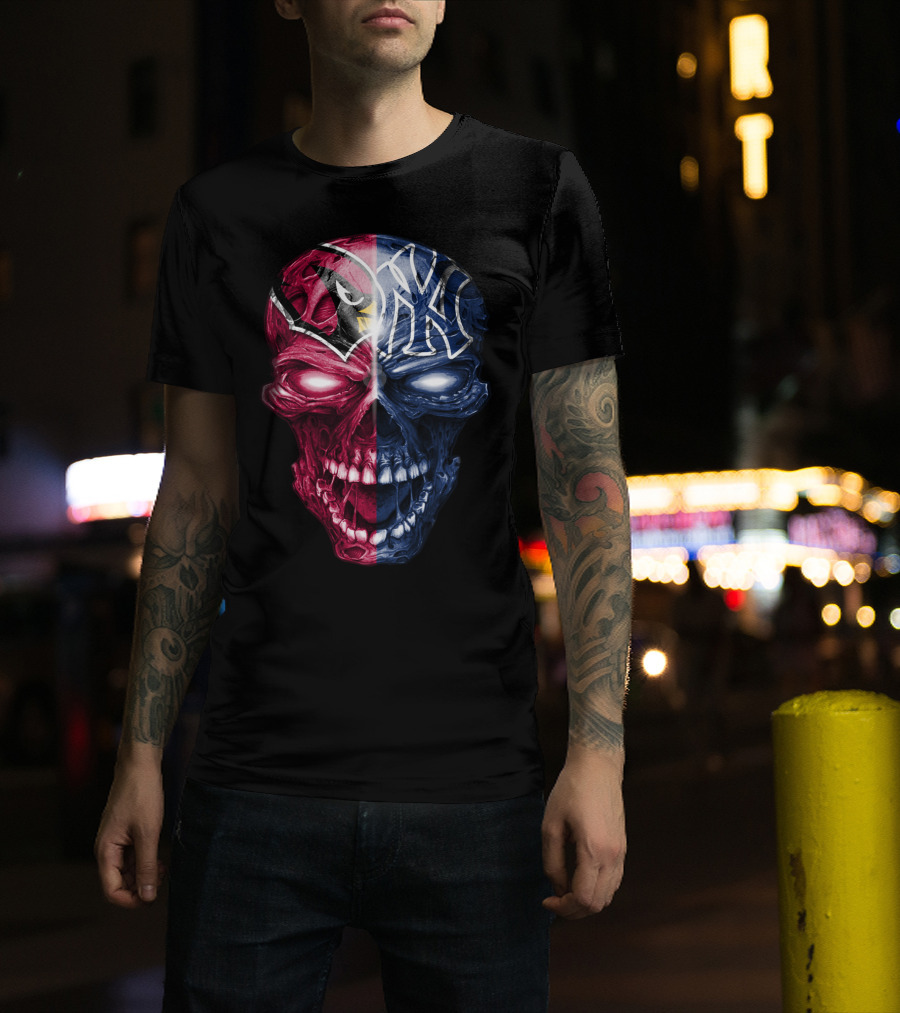 Arizona Cardinals New York Yankees Skull T-Shirt
