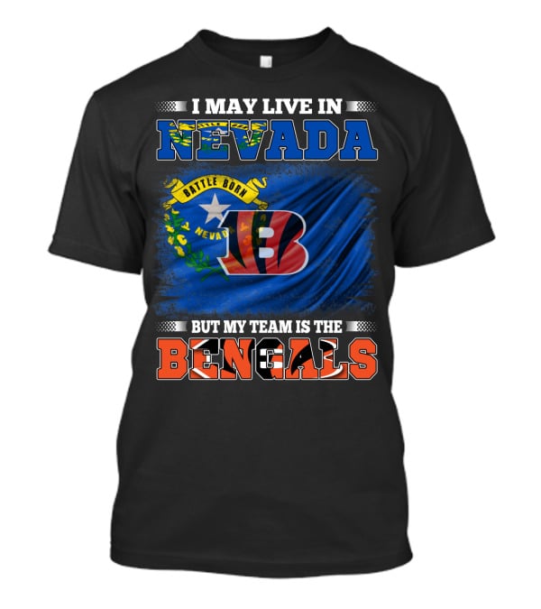 Nevada Pride With Bengals Team Allegiance And Flag T-Shirt