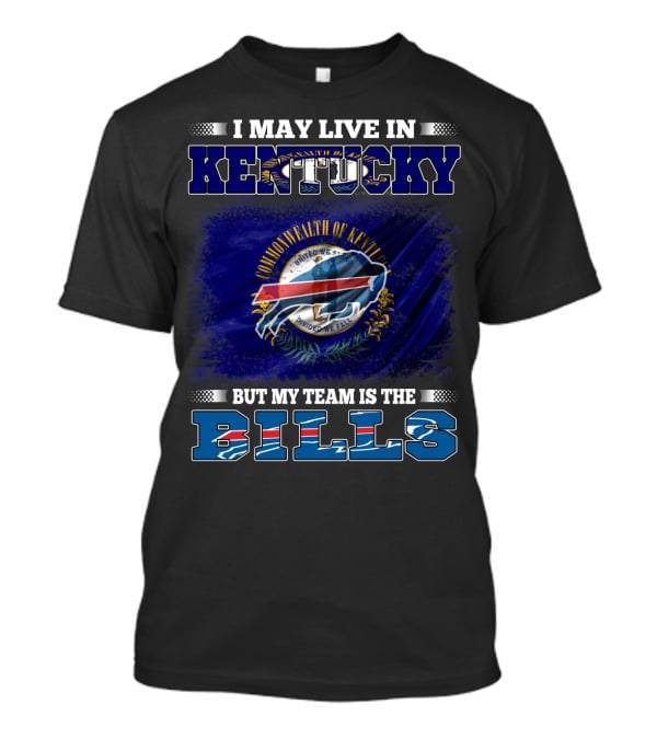 Kentucky Resident Proudly Supports Buffalo Bills With State Flag And Team T-Shirt