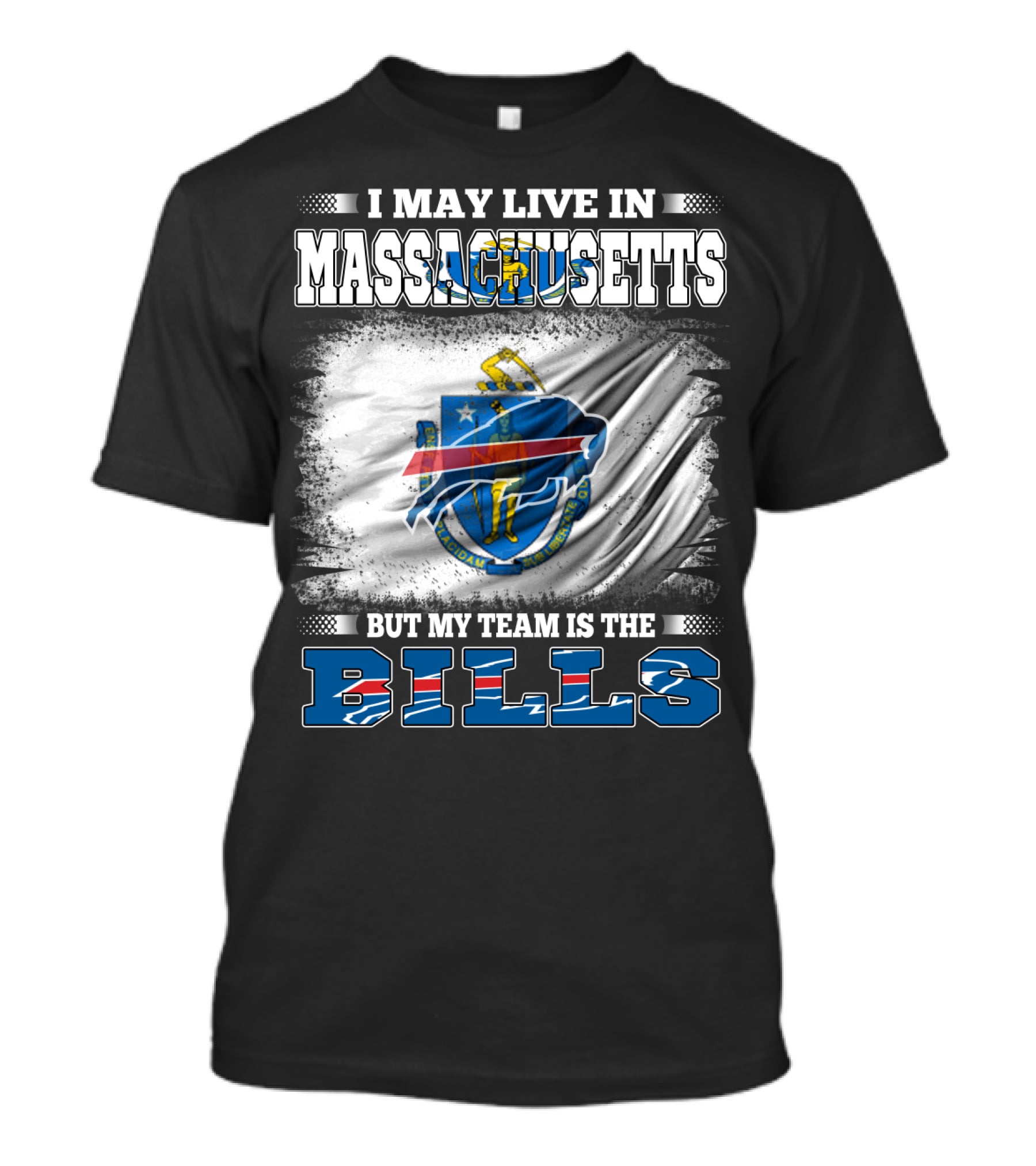 Massachusetts Resident Proudly Supports The Buffalo Bills Team T-Shirt