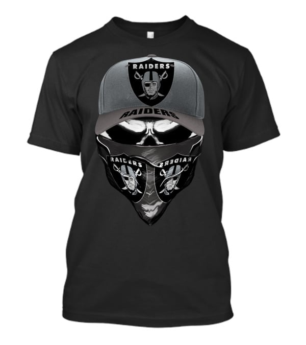 Raiders Logo Cap And Mask Combination With Text T-Shirt