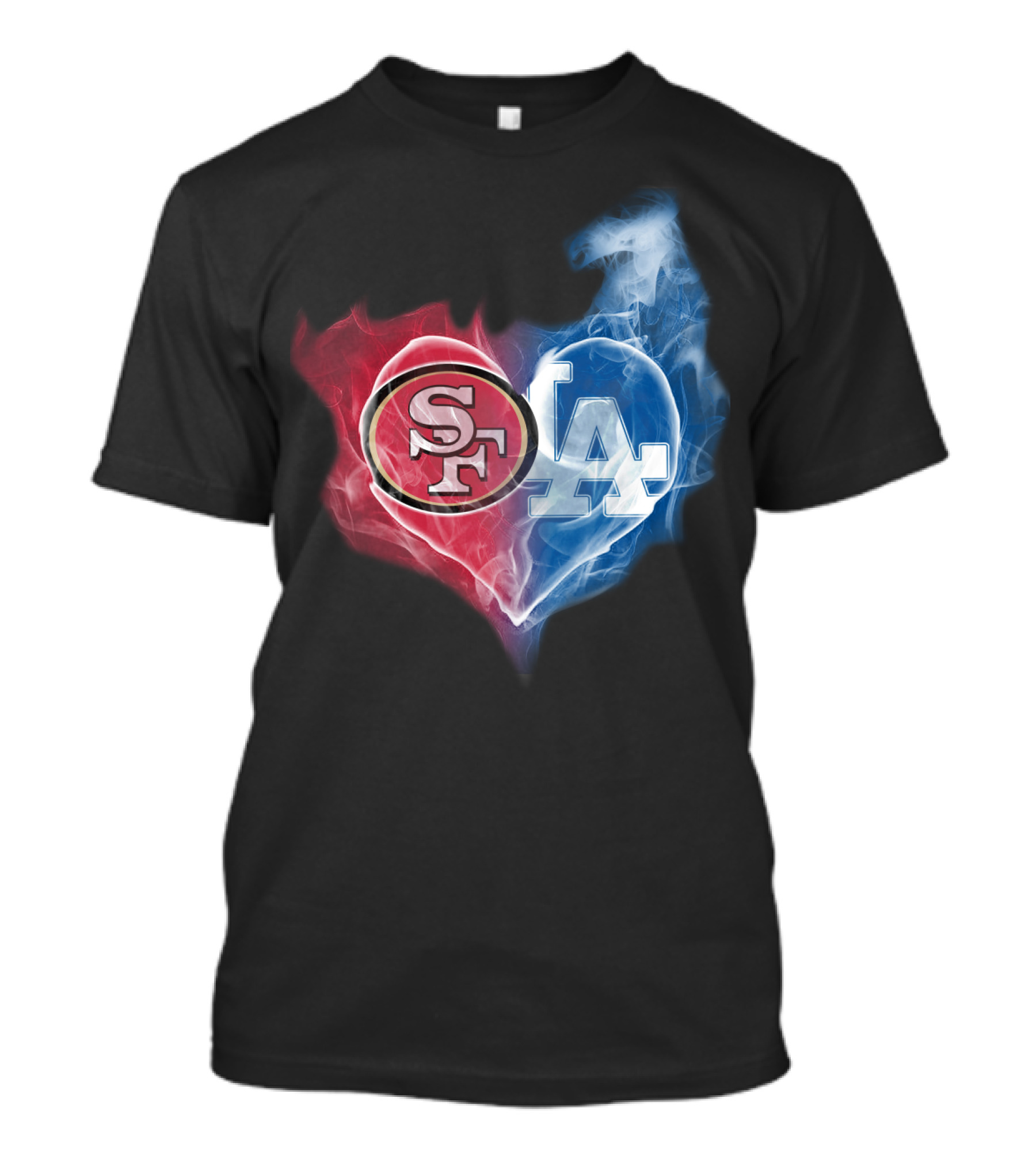 49ers SF And LA Dodgers Heart Fusion T-Shirt