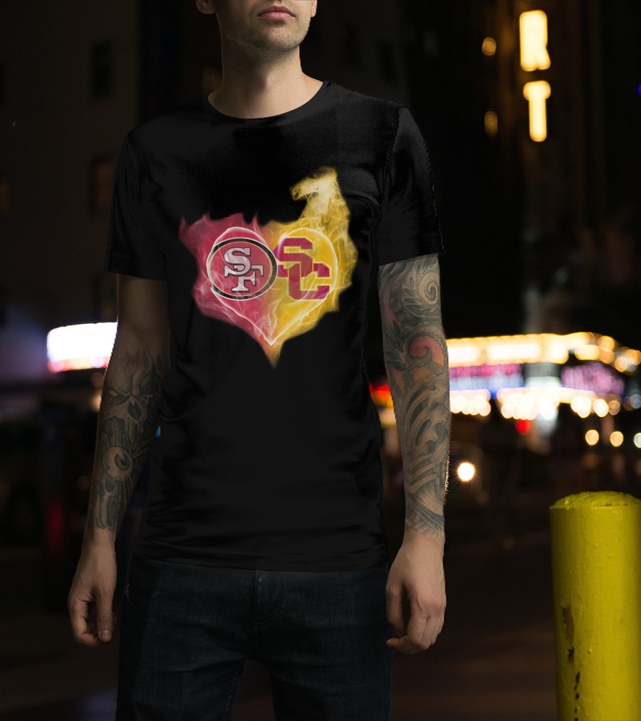 49ers SF USC Trojans Heart Emblem T-Shirt
