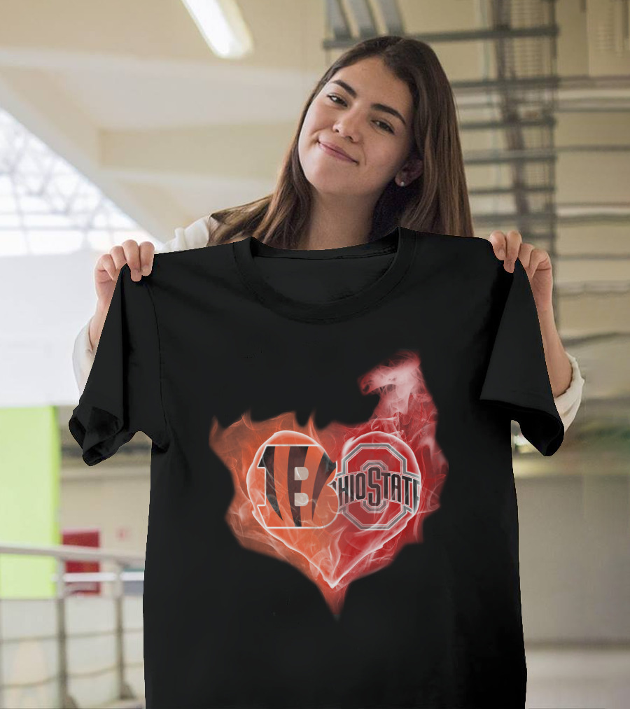 Bengals Ohio State Heart Fusion T-Shirt