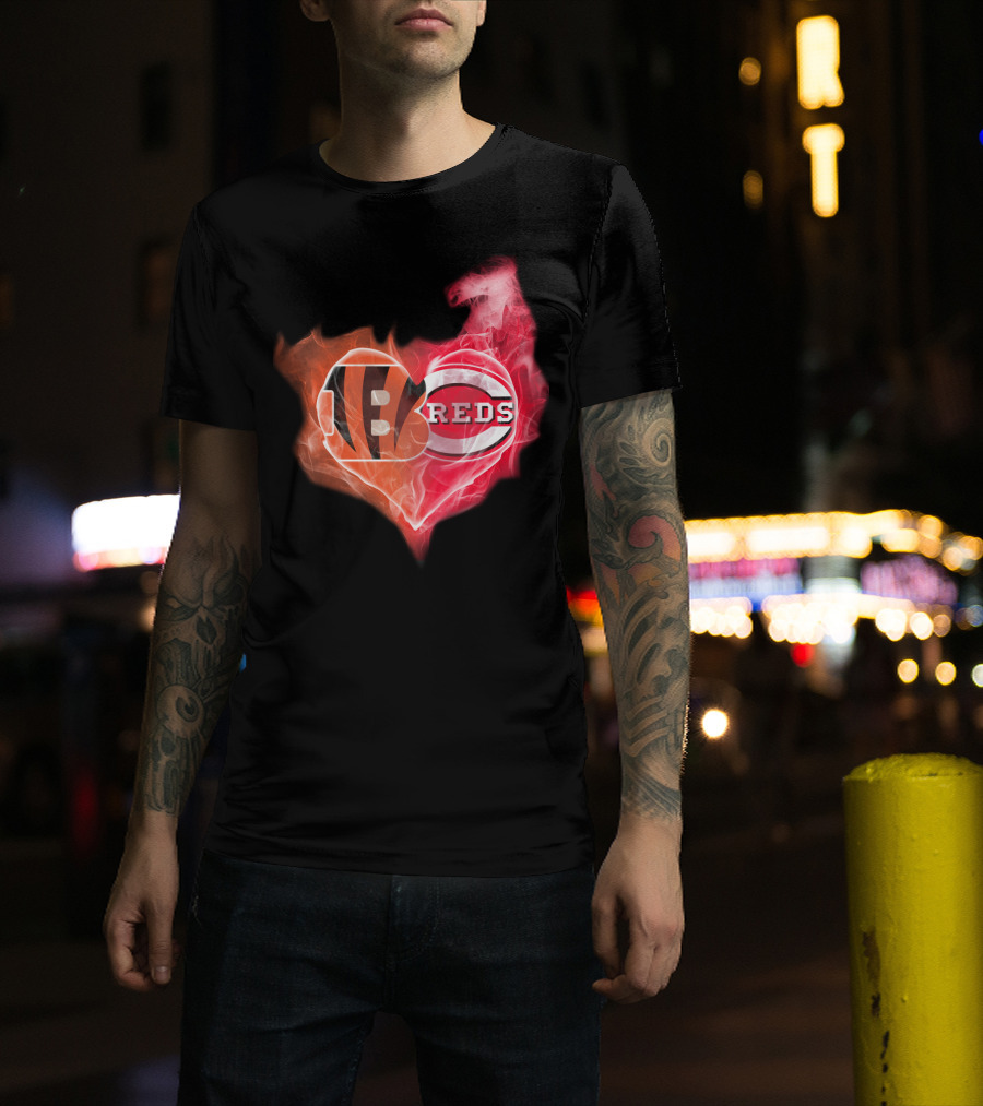 Bengals Reds Cincinnati Heart T-Shirt