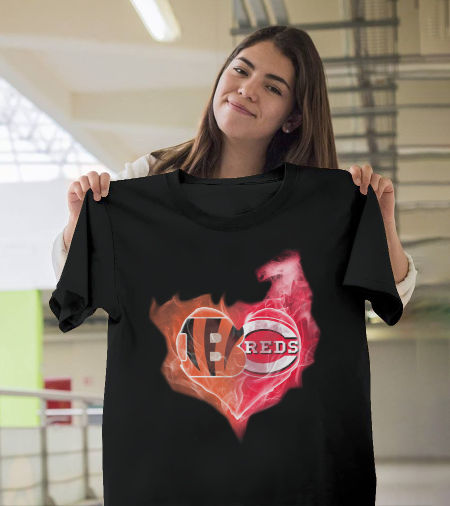 Bengals Reds Cincinnati Heart T-Shirt