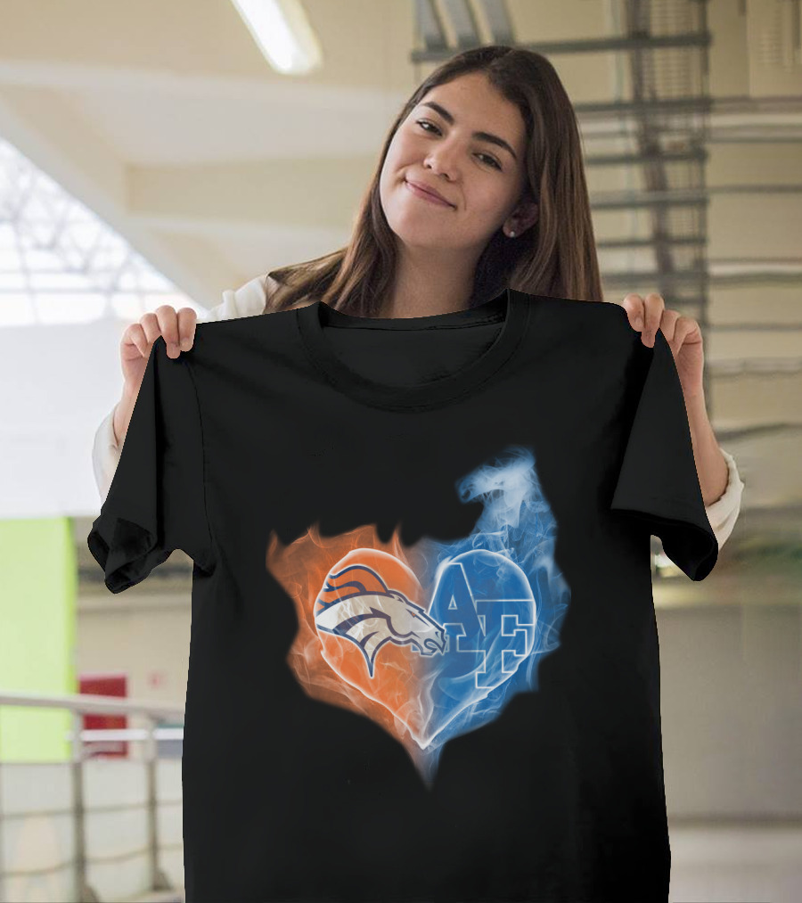 Broncos Air Force Falcons Heart T-Shirt