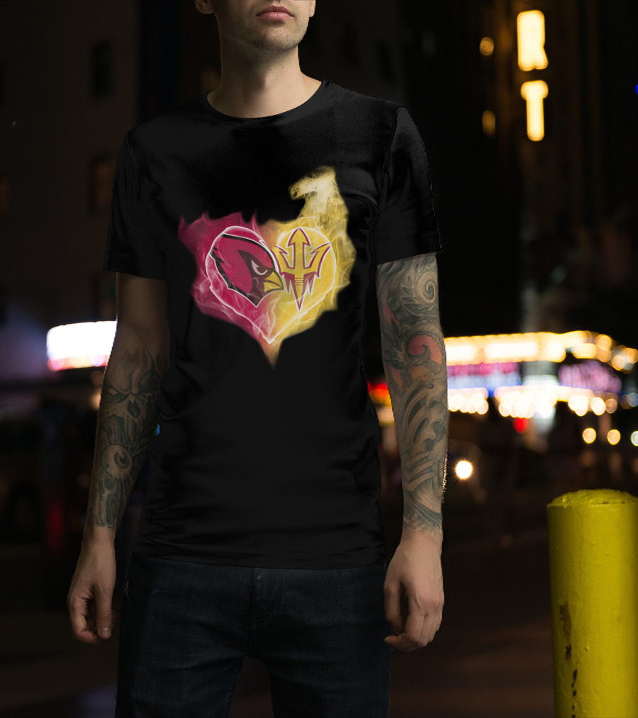 Cardinals Arizona State Sun Devils Heart T-Shirt
