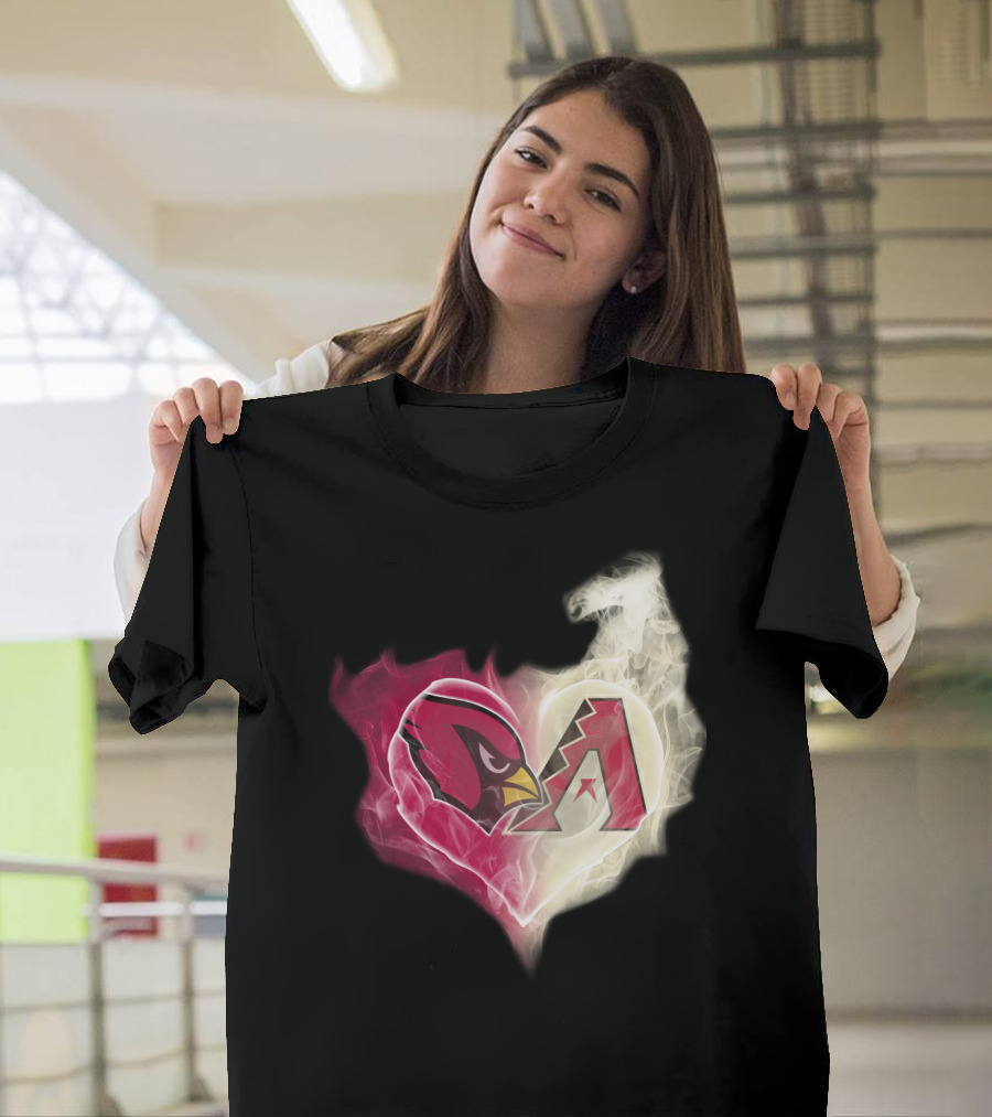 Cardinals Arizona Diamondbacks Heart Logo Fusion T-Shirt