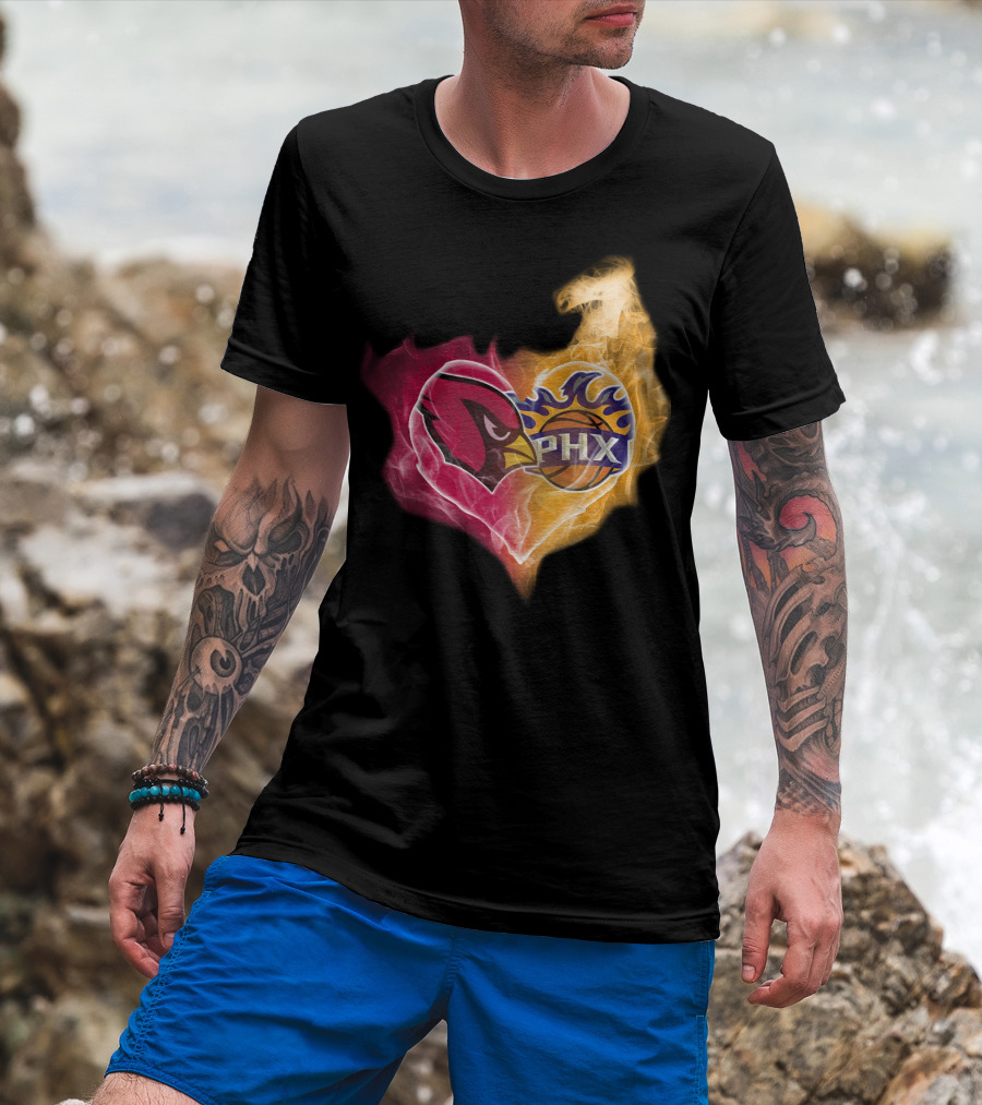 Cardinals PHX Suns Heart Blaze T-Shirt