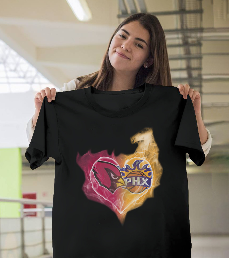 Cardinals PHX Suns Heart Blaze T-Shirt
