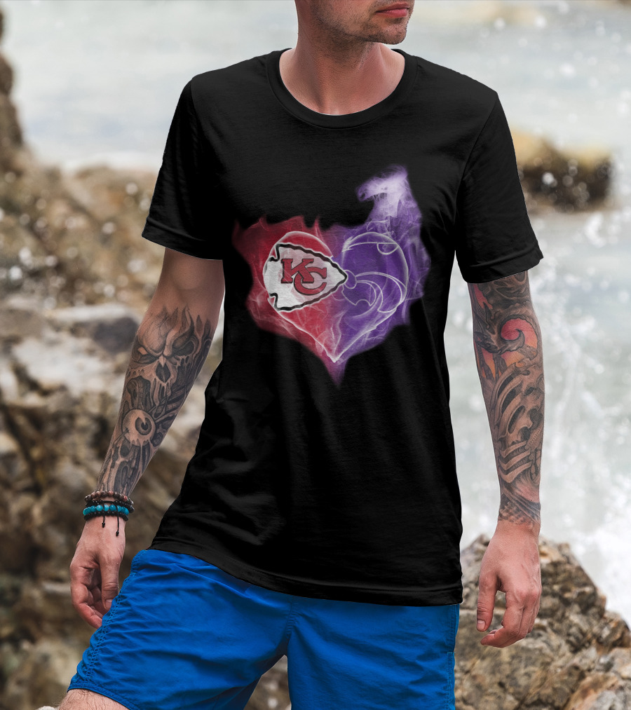 Kansas City Chiefs Kansas State Wildcats Heart T-Shirt