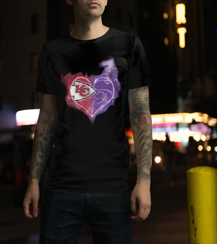 Kansas City Chiefs Kansas State Wildcats Heart T-Shirt