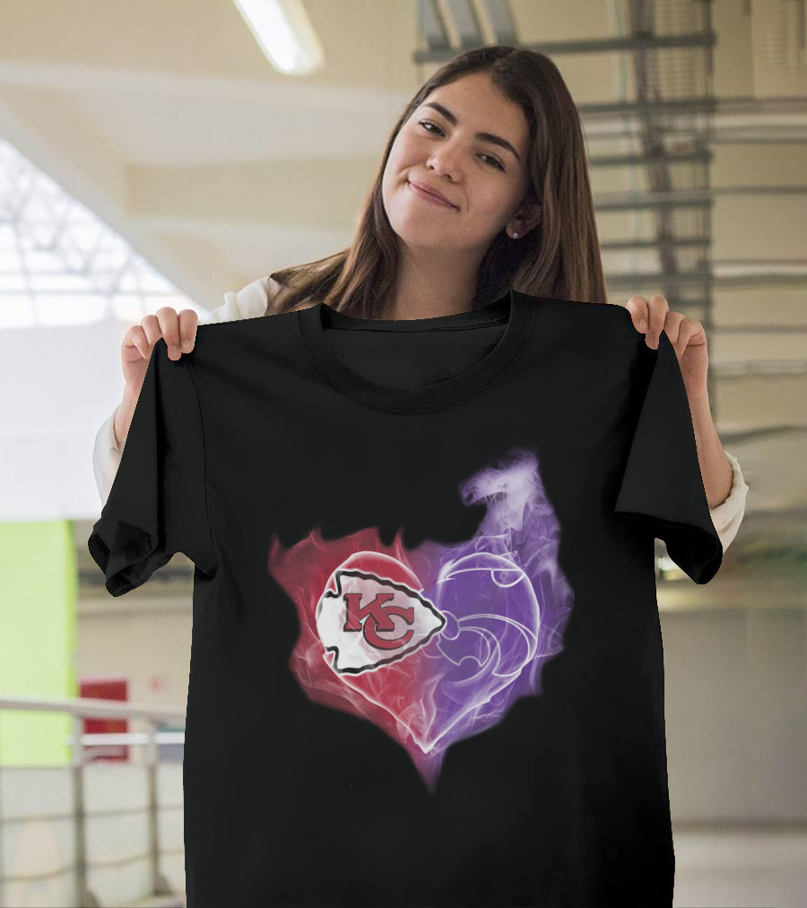 Kansas City Chiefs Kansas State Wildcats Heart T-Shirt