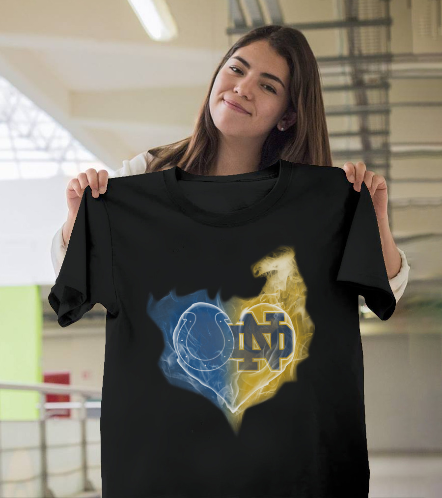 Colts Notre Dame Fighting Irish Flame Heart T-Shirt