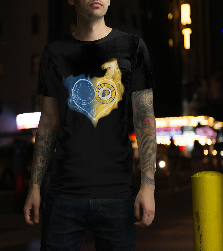 Colts Indiana Pacers Heart Logo Fusion T-Shirt