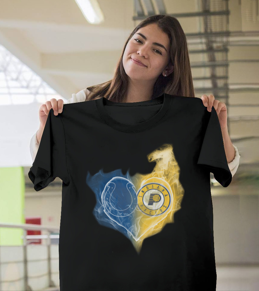 Colts Indiana Pacers Heart Logo Fusion T-Shirt