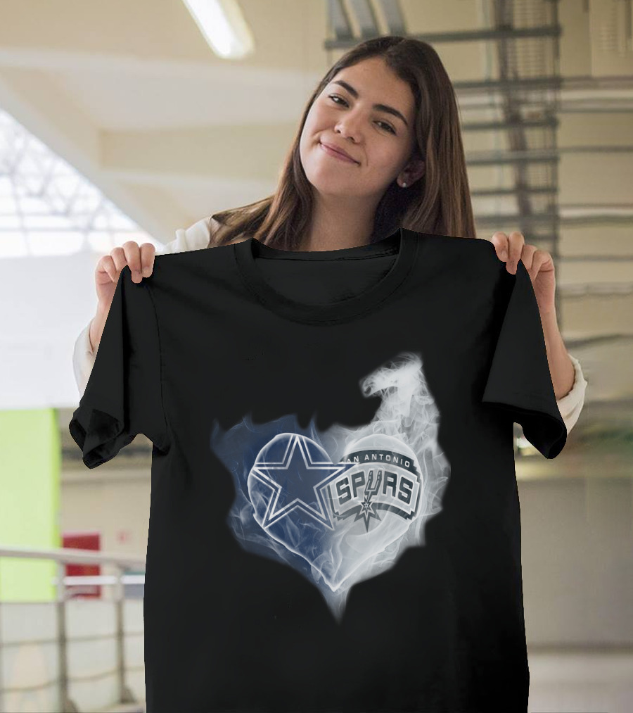 Cowboys San Antonio Spurs Heart Smoke T-Shirt