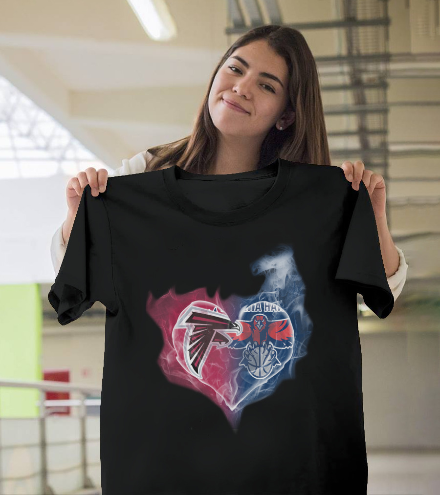 Falcons Atlanta Hawks Heart Logo Fusion T-Shirt