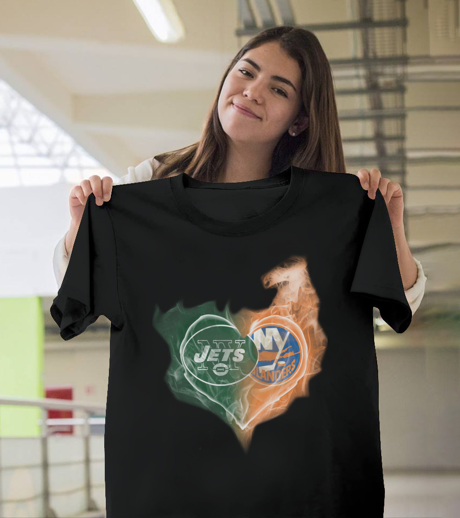 Jets New York Islanders Heart Smoke Fusion T-Shirt