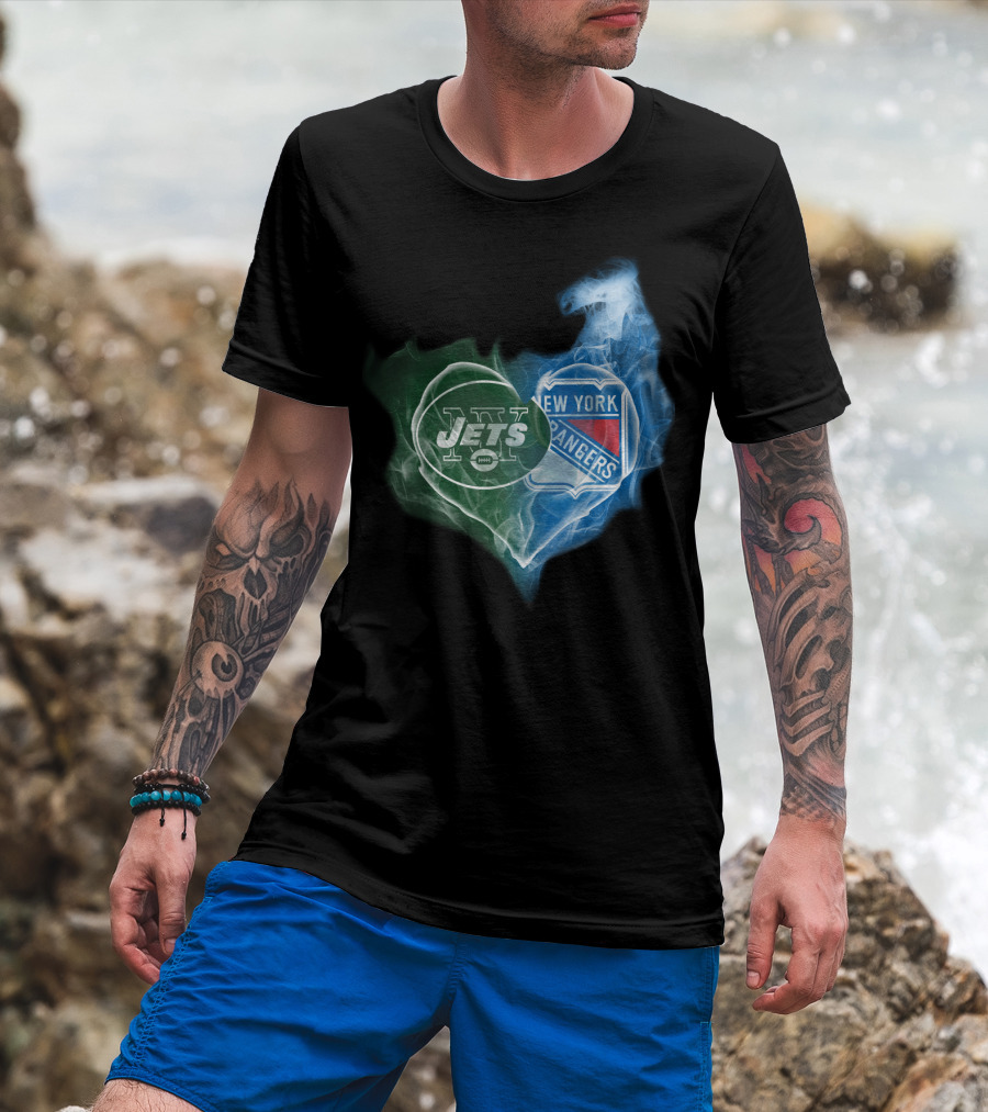 Jets New York Rangers Heart Smoke Fusion T-Shirt
