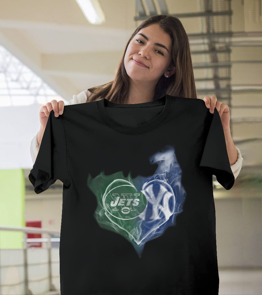 Jets Yankees Heart Smoke T-Shirt