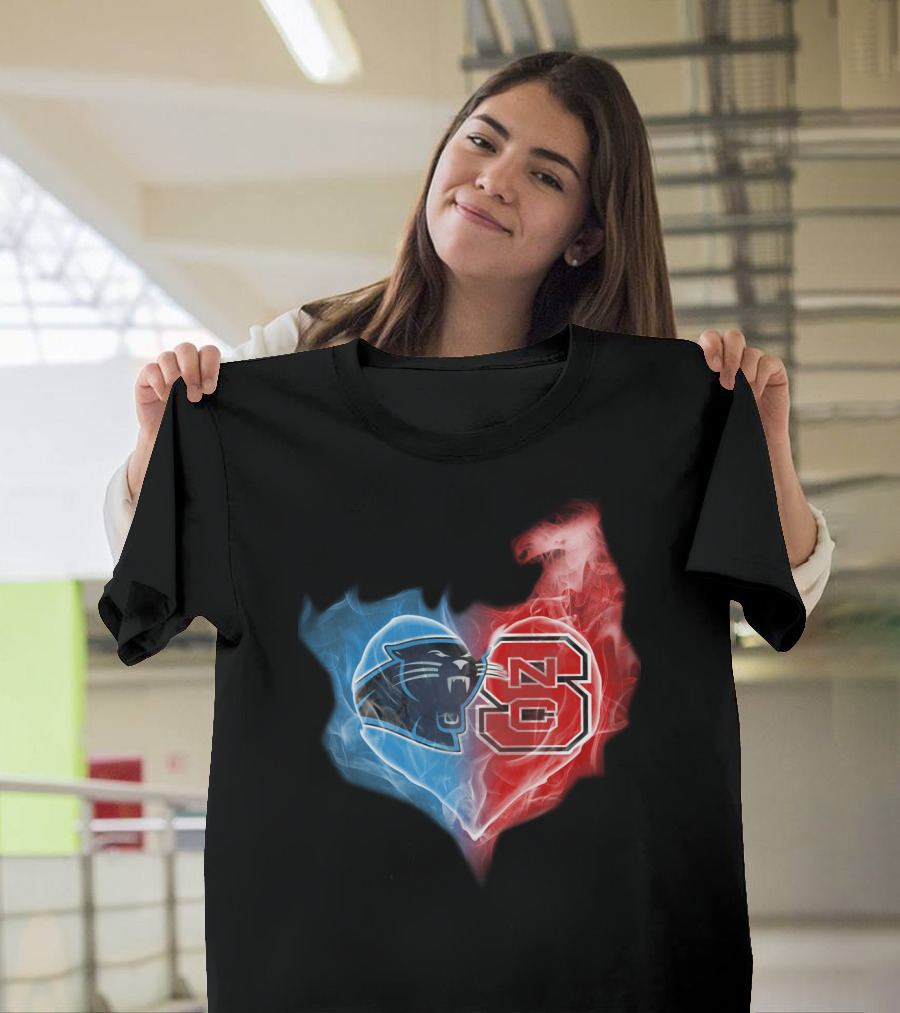 Panthers NC State Wolfpack Heart T-Shirt