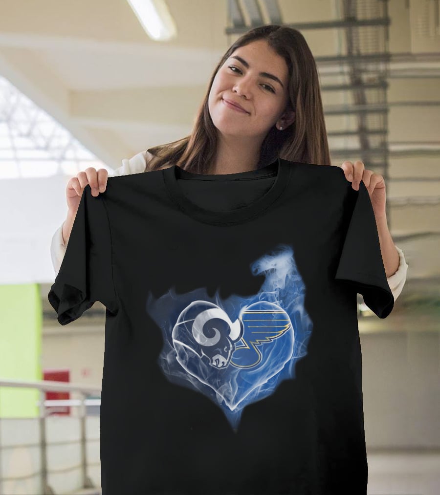 Rams St Louis Blues Heart Smoke Fusion T-Shirt