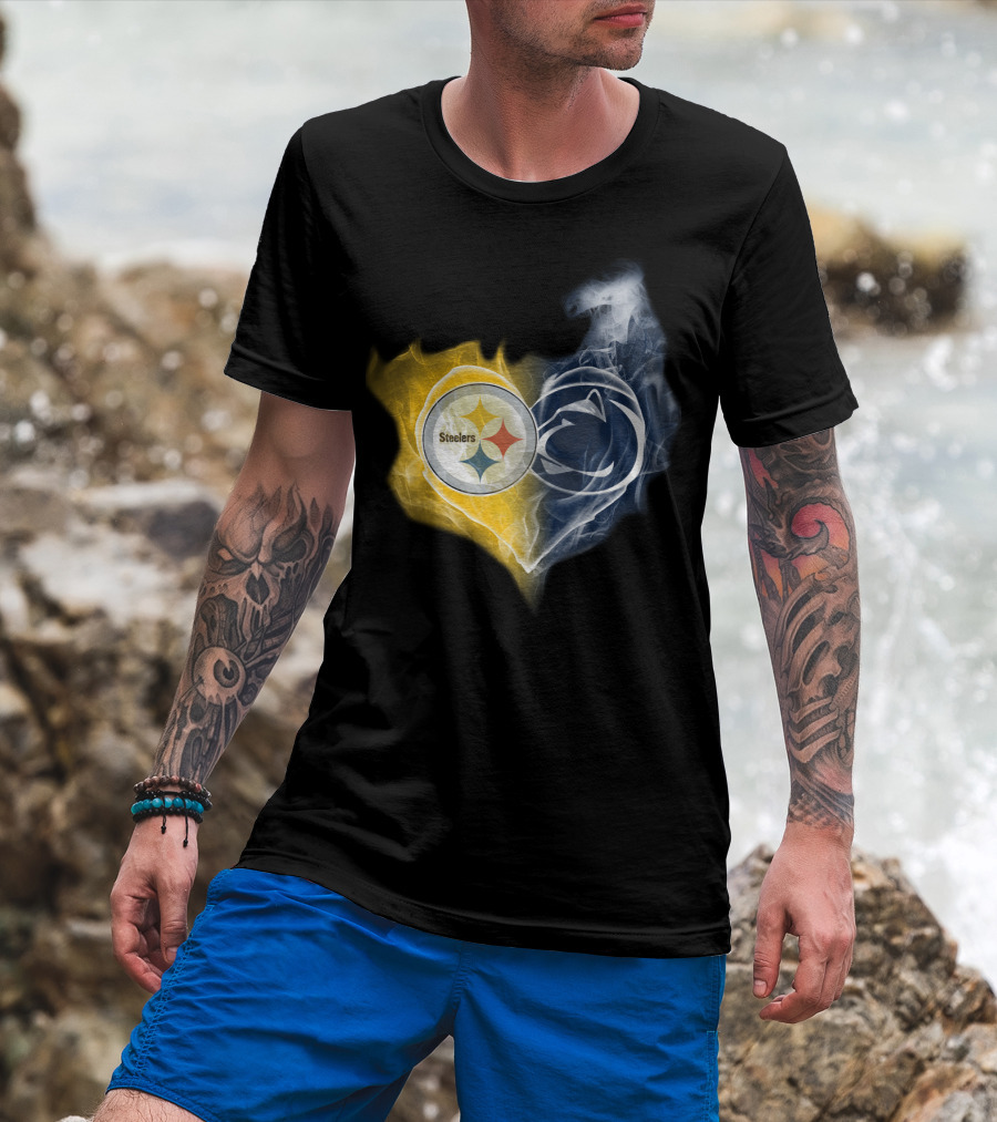 Steelers Penn State Nittany Lions Heart Flame T-Shirt