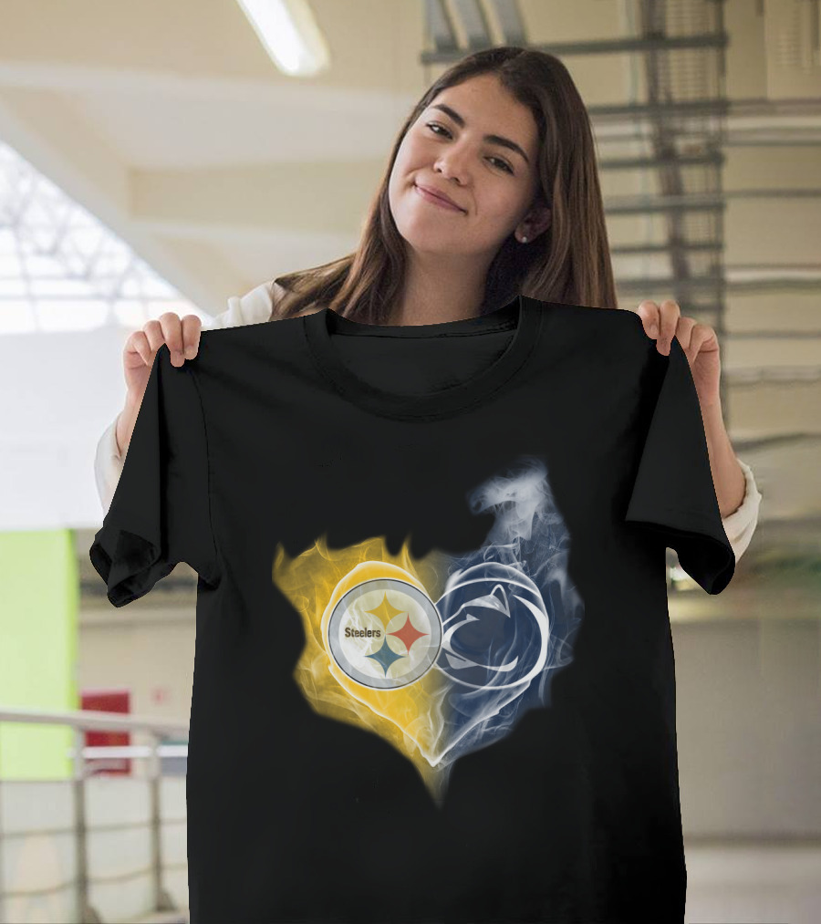 Steelers Penn State Nittany Lions Heart Flame T-Shirt