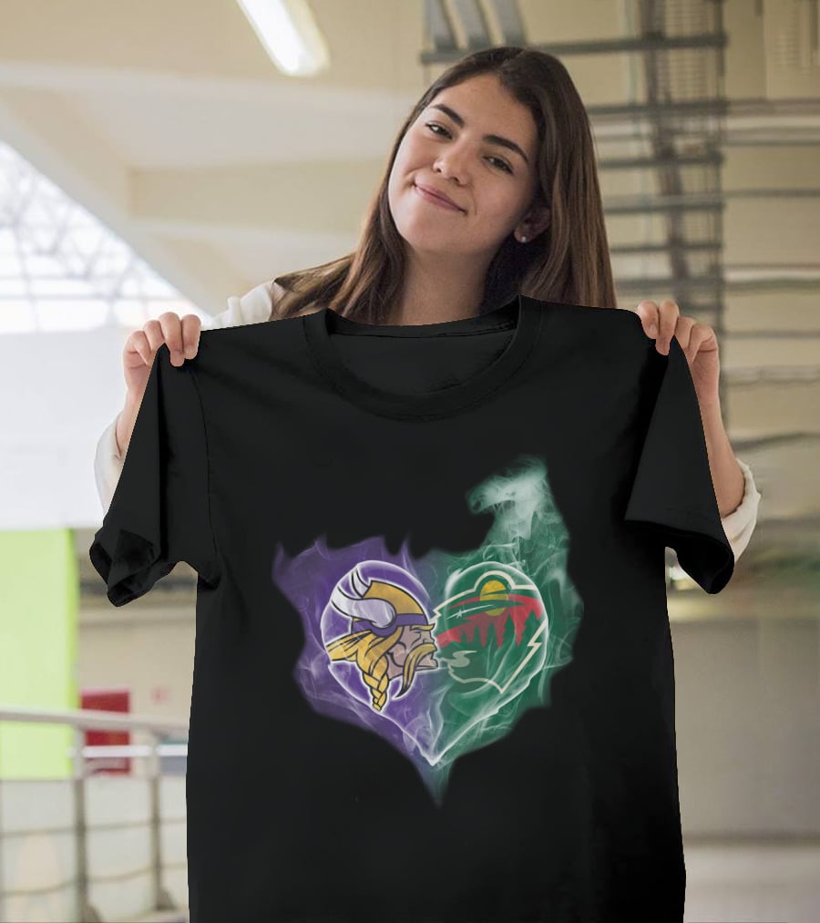 Vikings Minnesota Wild Heart Logo Fusion T-Shirt