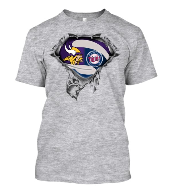 Minnesota Vikings Twins Baseball Crossover Fan T-Shirt