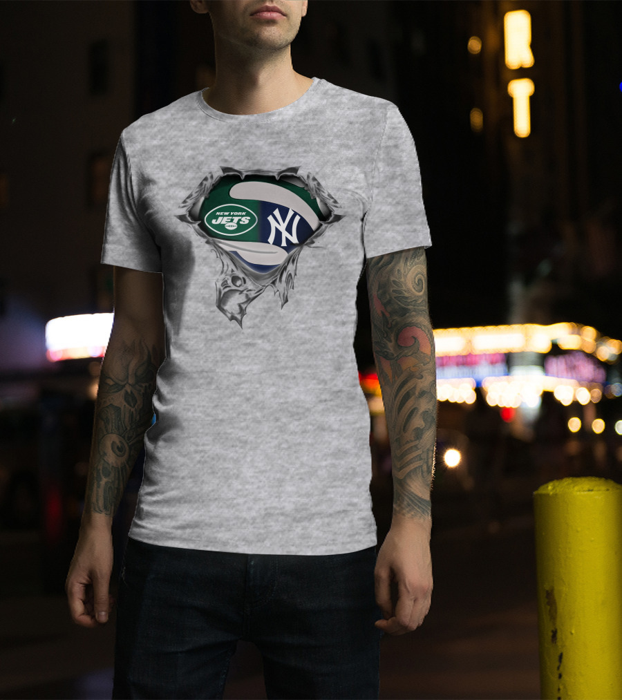 New York Jets New York Yankees Logo Fusion T-Shirt