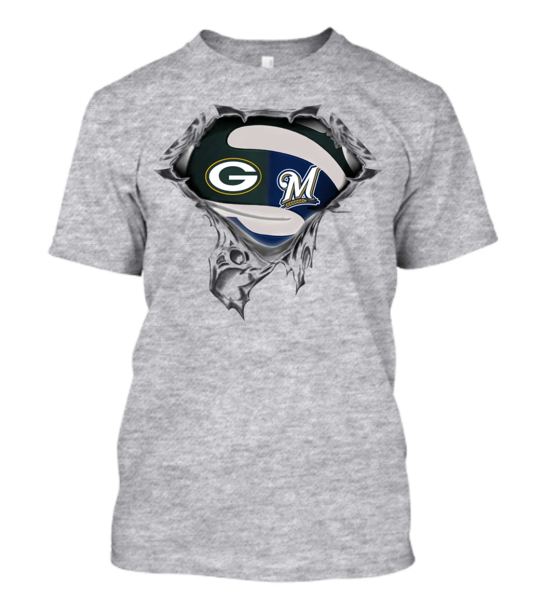 Green Bay Packers Milwaukee Brewers Logo Mashup T-Shirt