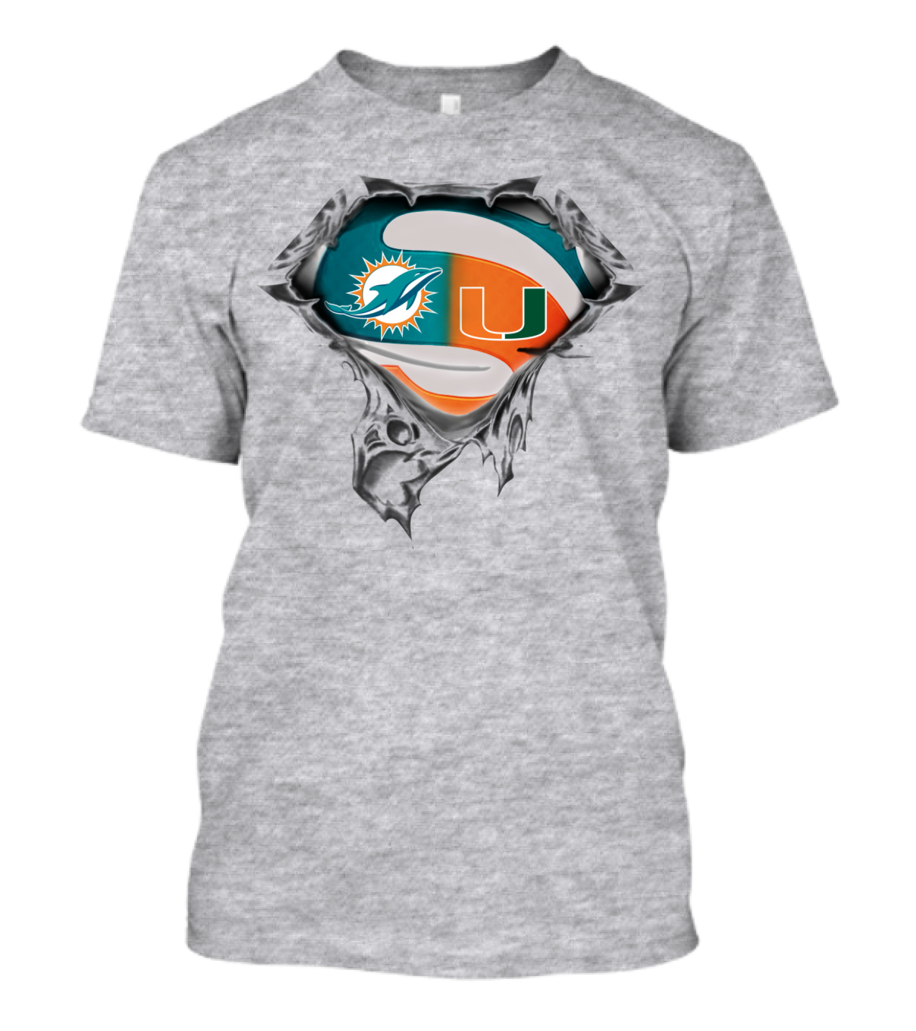 Miami Dolphins Miami Hurricanes Super Fan Crest T-Shirt